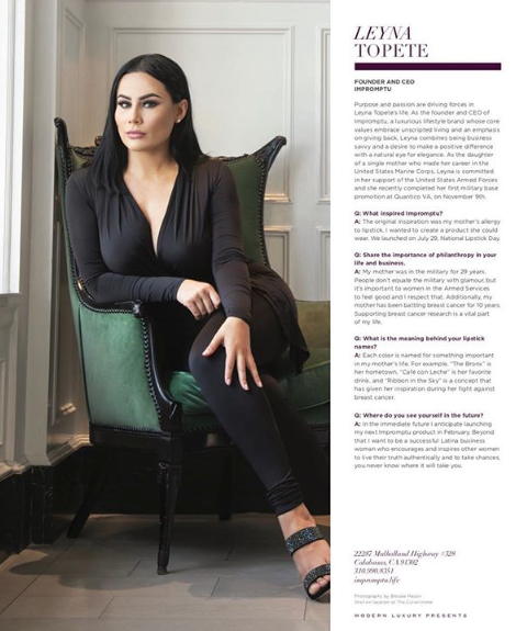 Impromptu featured in Modern Luxury's Angeleno Magazine